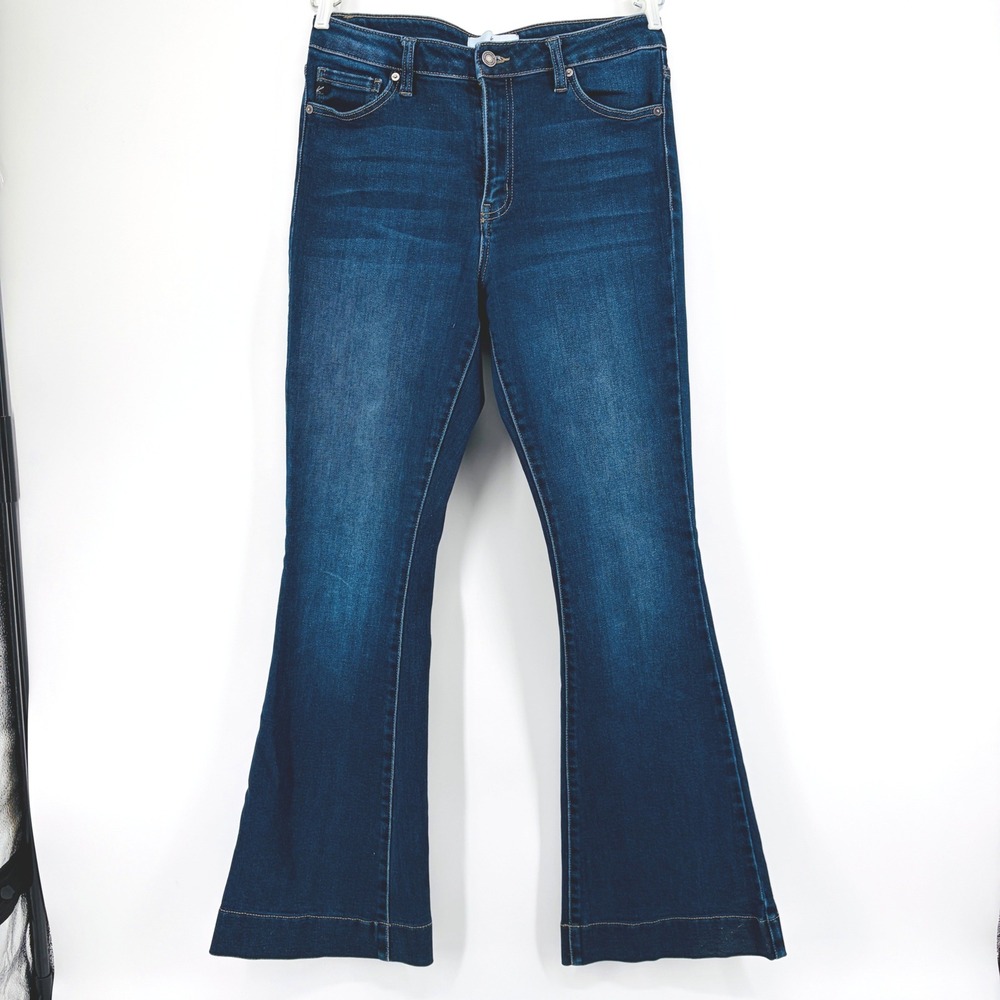 KanCan Jeans Women Size 13 30 Dark Wash High Rise Flare Pants Boho Tall